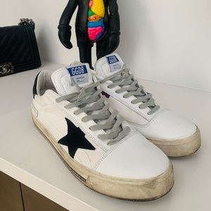 GOLDEN GOOSE GRINDSTAR LACE UP LEATHER SNEAKER - SIZE 11 / 44